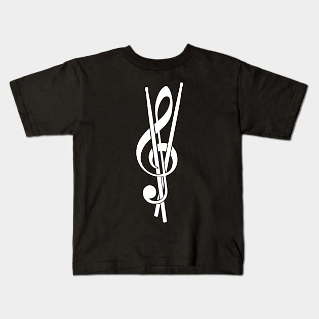 Drummer Drumset Drumsticks Clef Music Funny Gift Kids T-Shirt by bigD